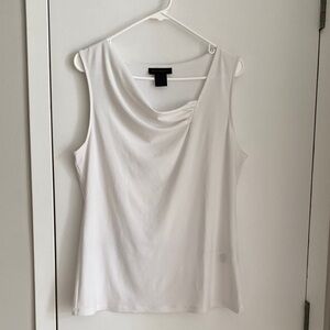 Donna Karan Ivory Drape Neck White Tank Size M